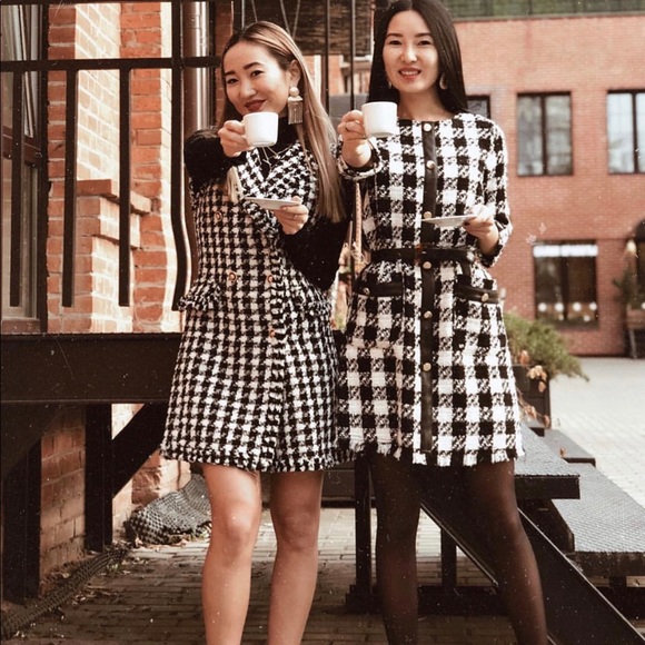 •SOLD•ZARA DOUBLE BREASTED TWEED VEST DRESS JACKET - Picture 7 of 8